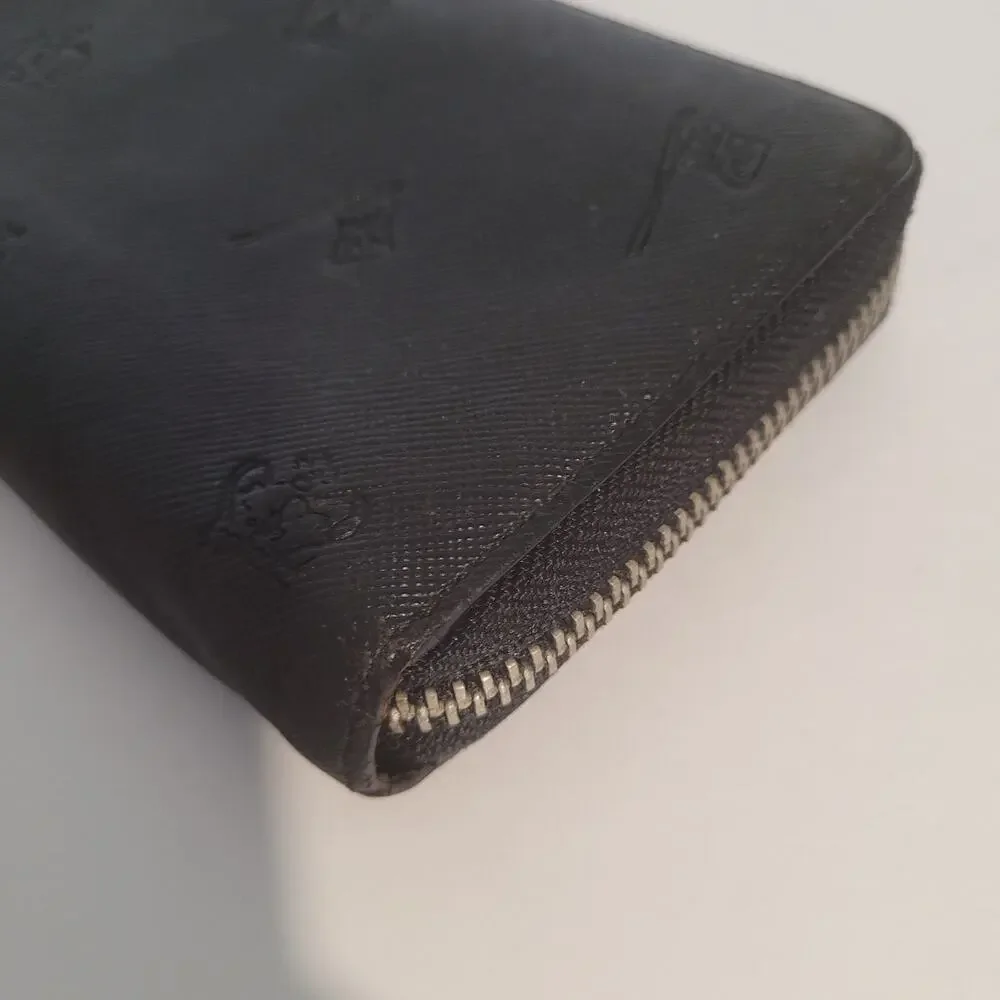 Paul Smith Black Leather Zip‎ Around Card Bill Large Wallet Long Designer